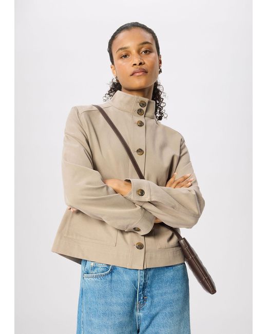 Whistles Natural Funnel Neck Cotton Jacket