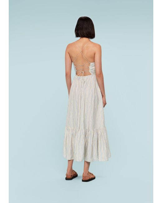 Whistles Blue Pastel Stripe Silk Mix Dress