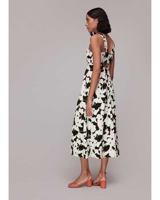 Whistles White Silhouette Floral V Neck Dress