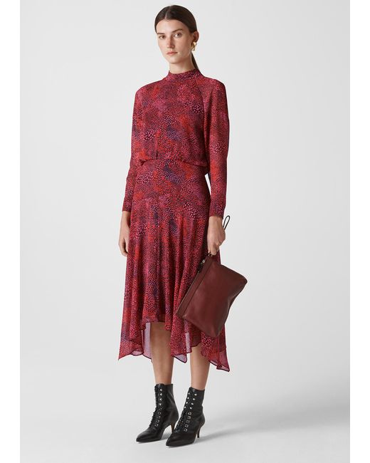 Whistles Red Abstract Animal Carlotta Dress