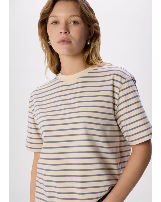 Whistles Gray Stripe Relaxed Cotton T-Shirt