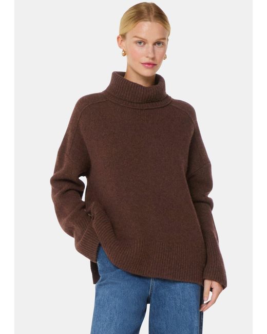 Whistles Brown Wool Roll Neck Knit