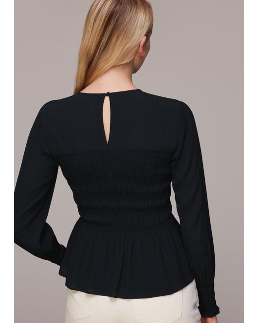 Whistles Black Rosanna Shirred Top