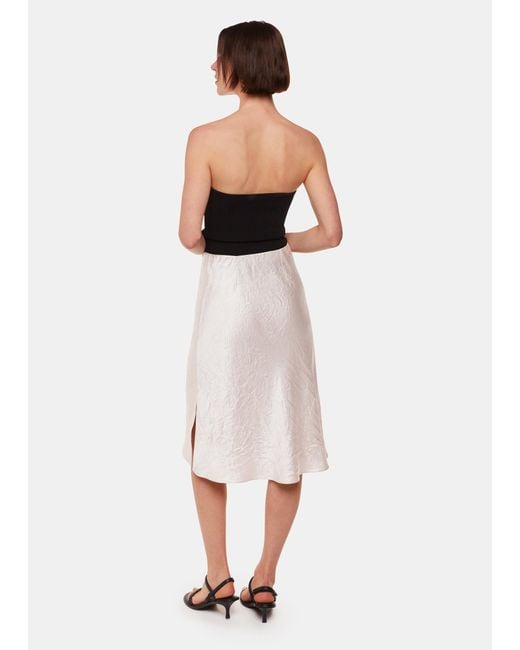 Whistles White Satin Knee Length Skirt