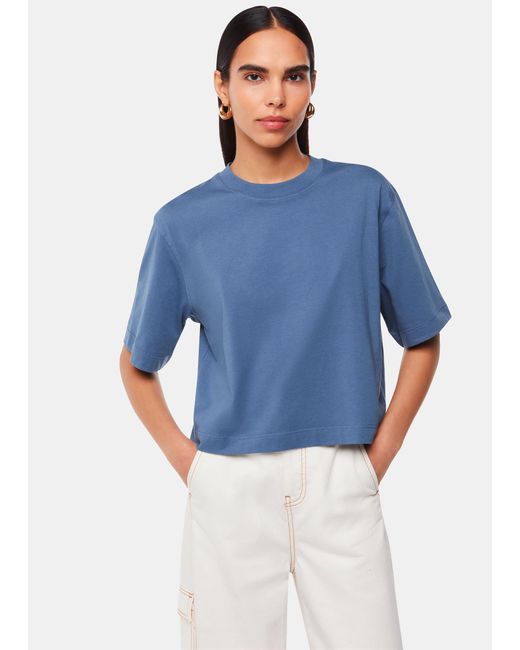 Whistles Blue Cropped Relaxed Tee