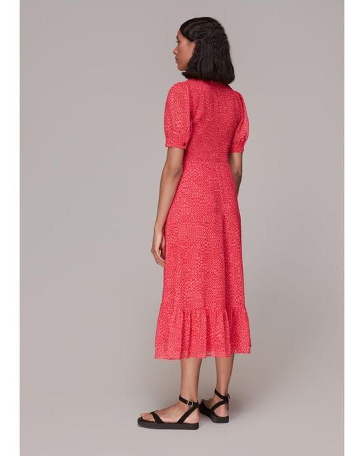 Whistles Shirred Checkerboard Dress