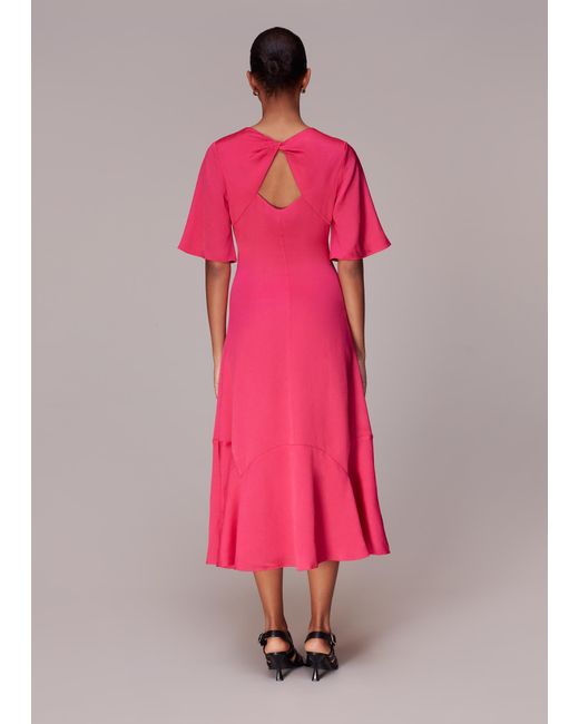 Whistles Pink Alana Satin Cut Out Dress