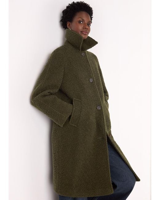 Whistles Romy Boucle Coat in Green Lyst UK
