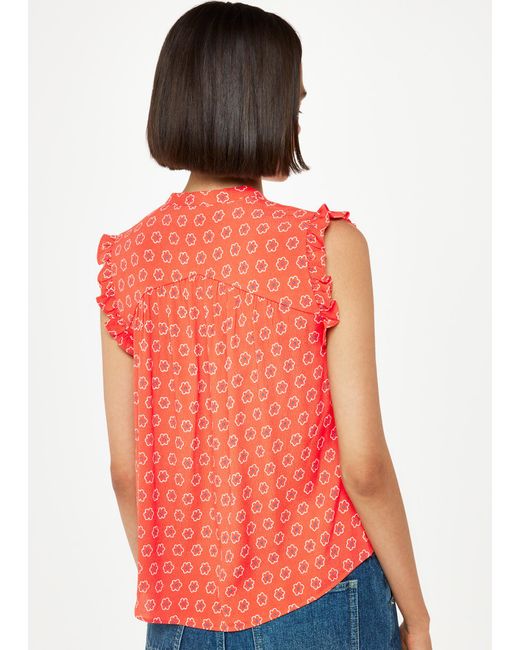 Whistles Blue Flower Charm Frill Sleeve Top