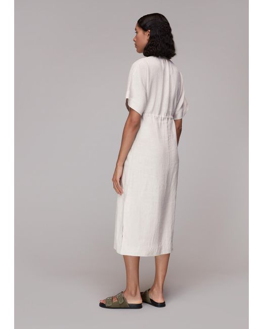 Whistles Multicolor Imogen Linen Midi Dress