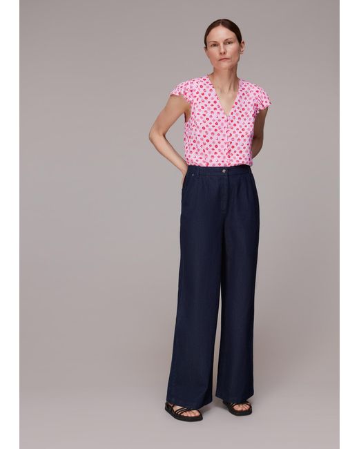 Whistles Blue Moon Floral Frill Sleeve Top