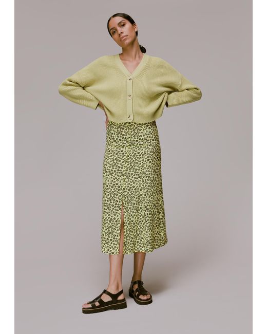 Whistles Green Buttercup Floral Skirt