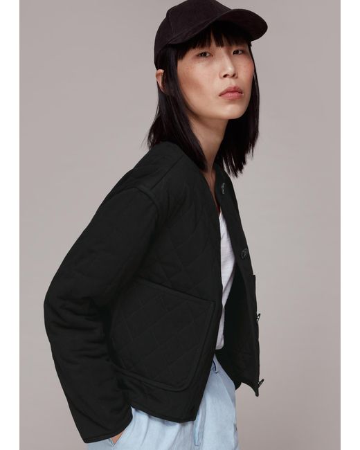 Whistles Black Cynthia Quilted Jacket