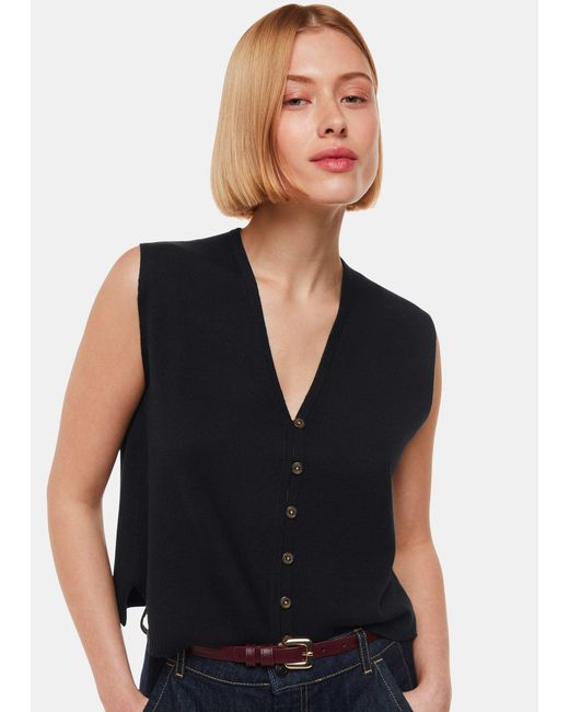 Whistles Black Bailey Button Through Tank