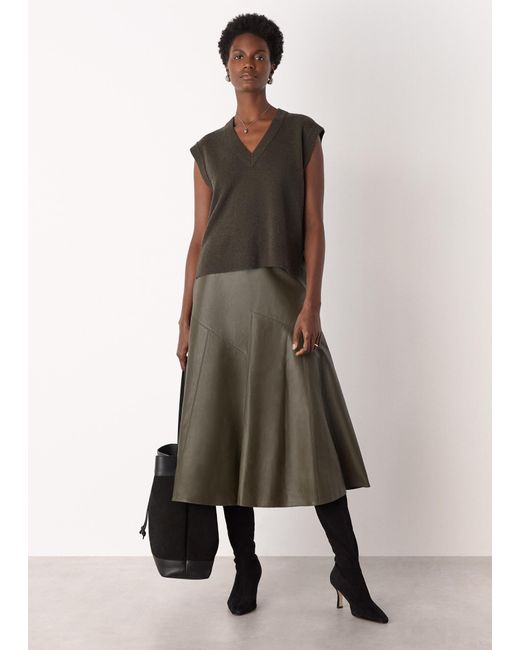 Whistles Green Wool V Neck Tank