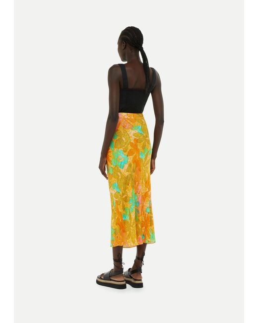 Whistles White Palm Floral Side Button Skirt