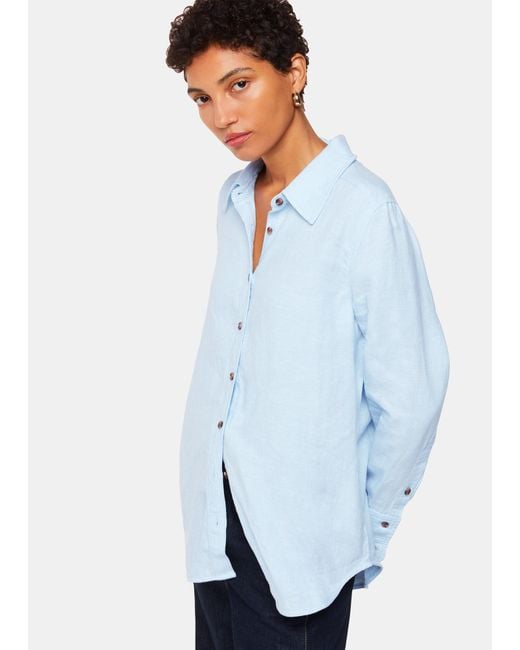 Whistles Blue Linen Relaxed Fit Shirt