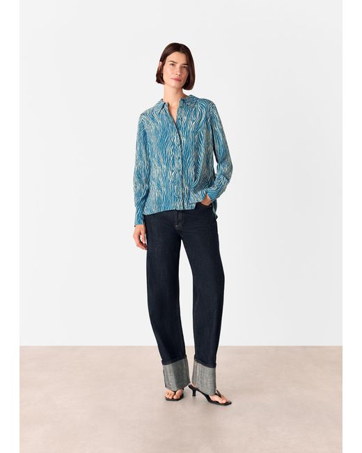 Whistles Blue Zebra Button Through Shirt