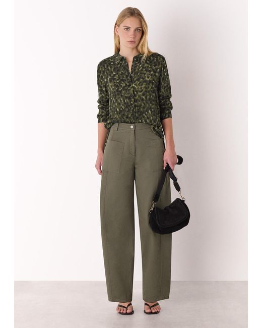 Whistles Green Animal Print Collared Shirt