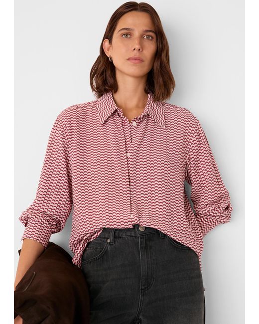 Whistles Pink Geo Print Pleat Detail Shirt