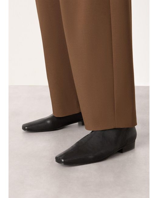 Whistles Black Square Toe Flat Sock Boot