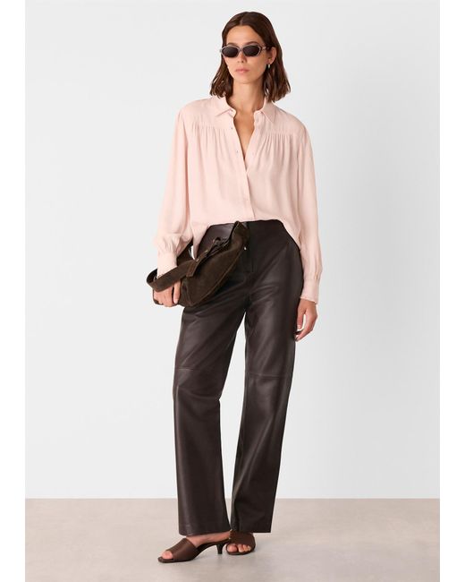 Whistles Pink Tie Detail Crepe Blouse