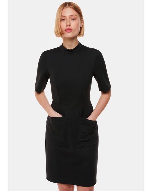 Whistles Black Alma Ponte Shift Dress