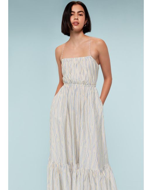 Whistles Blue Pastel Stripe Silk Mix Dress
