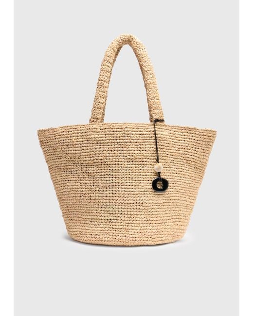 Whistles Natural Straw Tote Bag With Charm