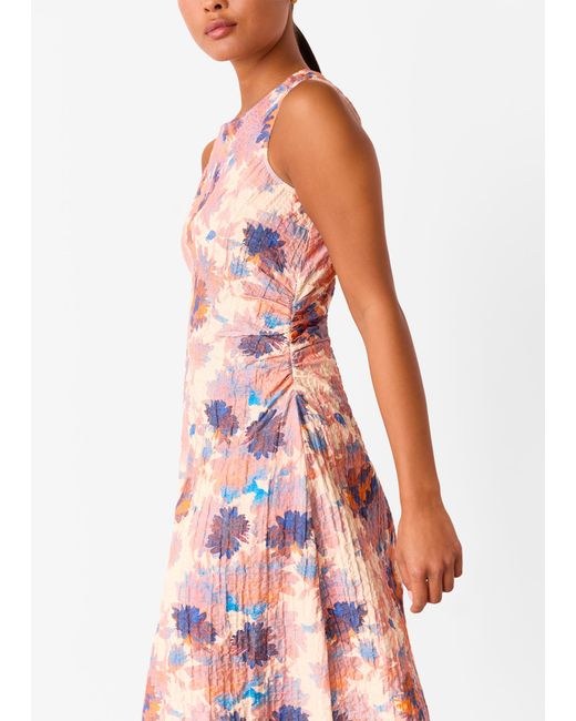 Whistles White Petite Floral Textured Midi Dress