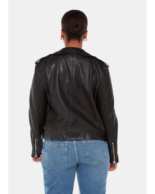 Whistles Black Agnes Leather Jacket