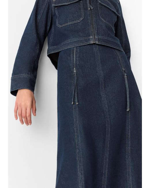 Whistles Blue Madri Western Midi Skirt