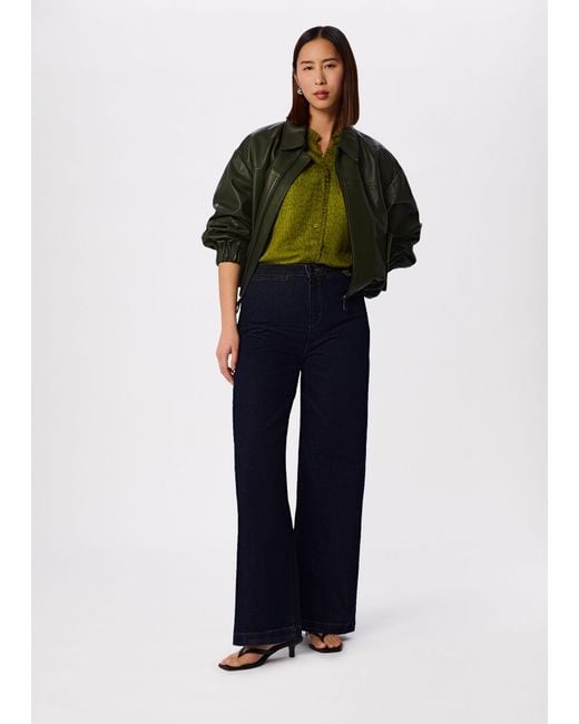 Whistles Green Dragonfly Short Sleeve Blouse