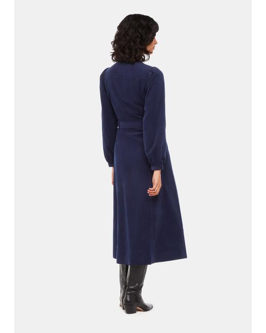 Whistles Blue Angelica Cord Midi Dress