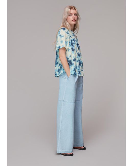 Whistles Blue Tie Dye Textured Blouse