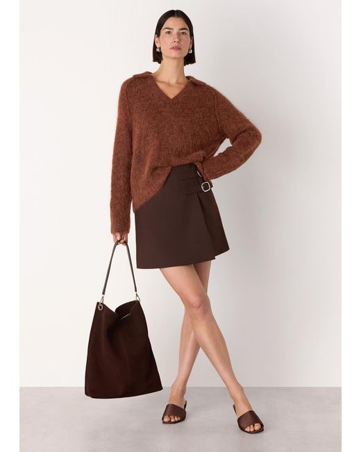 Whistles Brown Alpaca Collar Neck Knit
