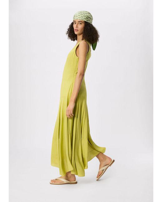 Whistles Yellow Sleeveless Tiered Midi Dress