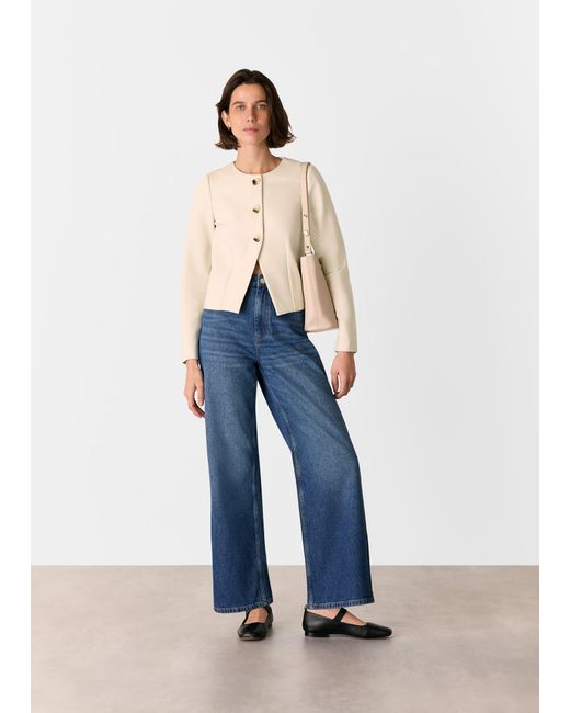 Whistles Natural Petite Anne Ponte Button Jacket