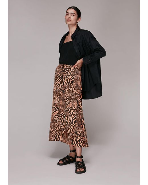 Whistles Multicolor Patchwork Animal Button Skirt