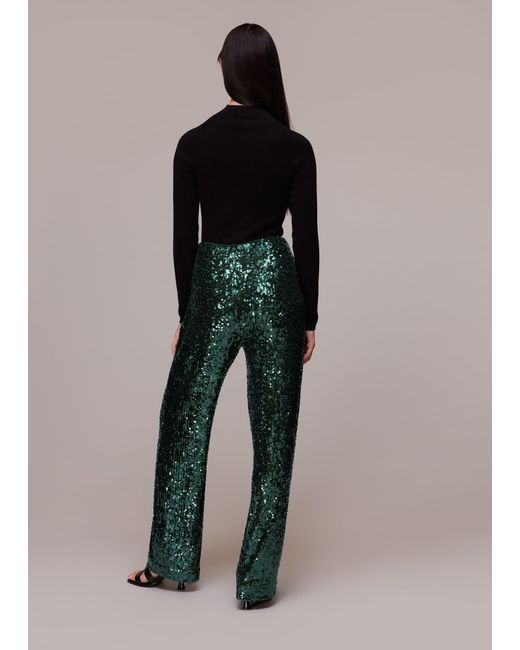 Whistles Green Petra Sequin Trouser