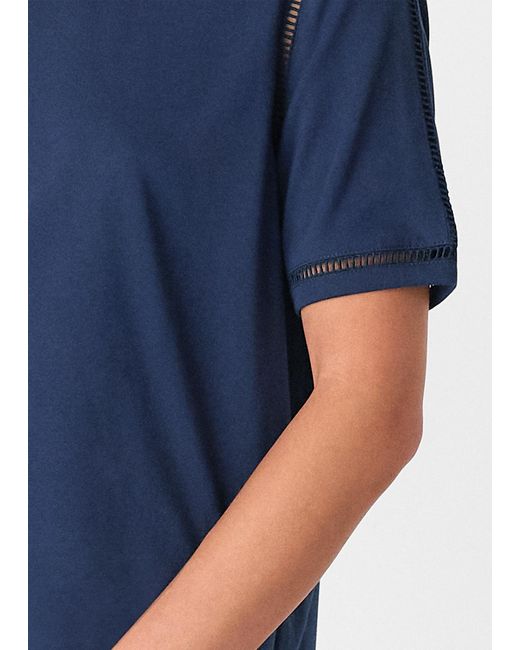 Whistles Blue Broderie Trim Detail Tee