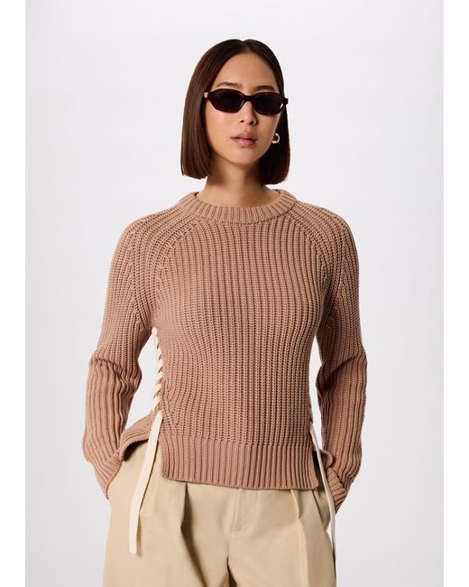 Whistles Natural Lacing Detail Crew Jumper