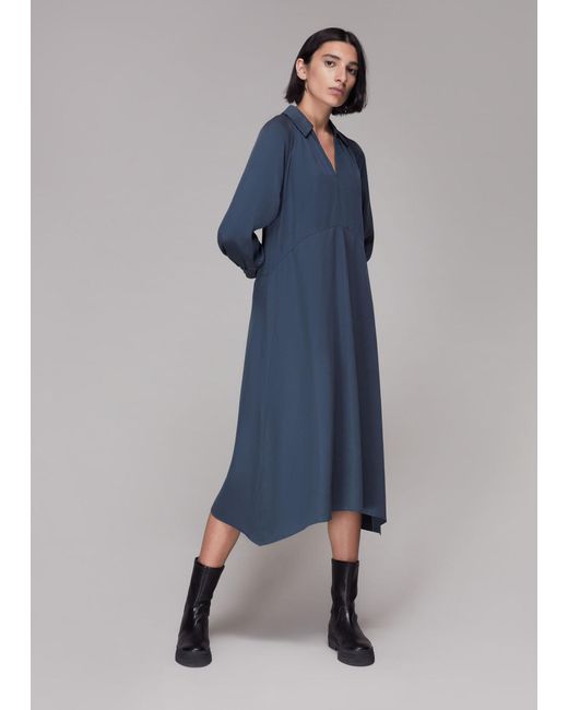 Whistles Blue Catherine Shirt Dress