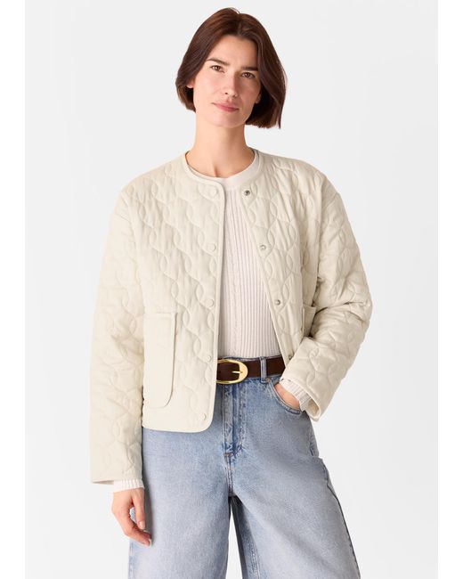 Whistles Natural Maya Cotton Quilted Jacket