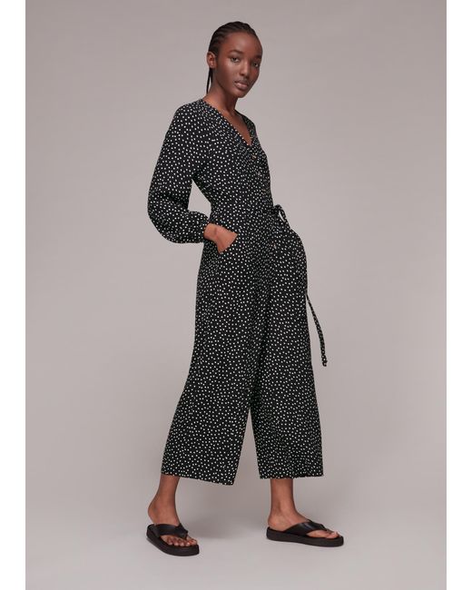 Whistles Gray Lottie Spot Print Jumpsuit