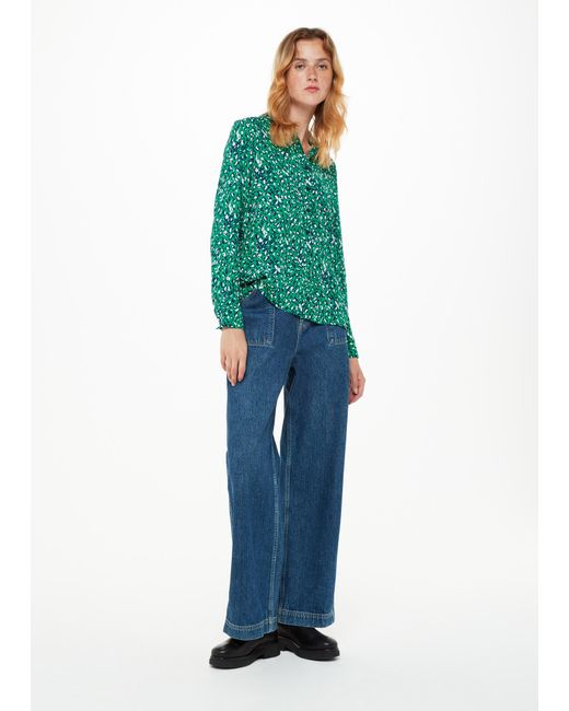 Whistles Green Flowing Leopard Print Shirt