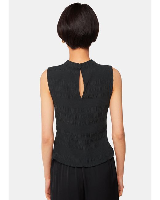 Whistles Black Plisse Sleeveless Top