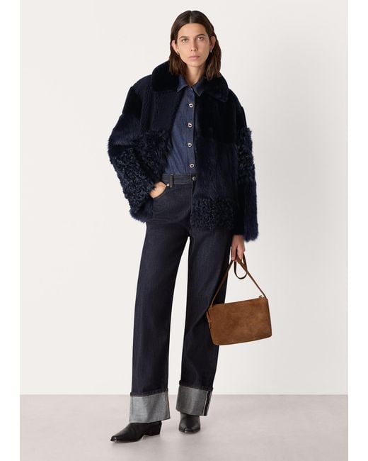Whistles Blue Hema Shearling Coat