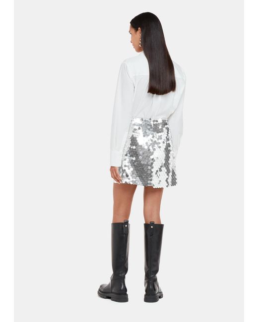 Whistles White Sequin Disc Mini Skirt