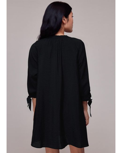Whistles Blue Lydia Gathered Trapeze Dress